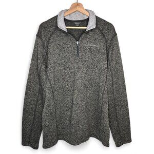 Eddie Bauer Classic Fit Cardigan Sweater Men's Heather Grey Cream Quarter Zip L